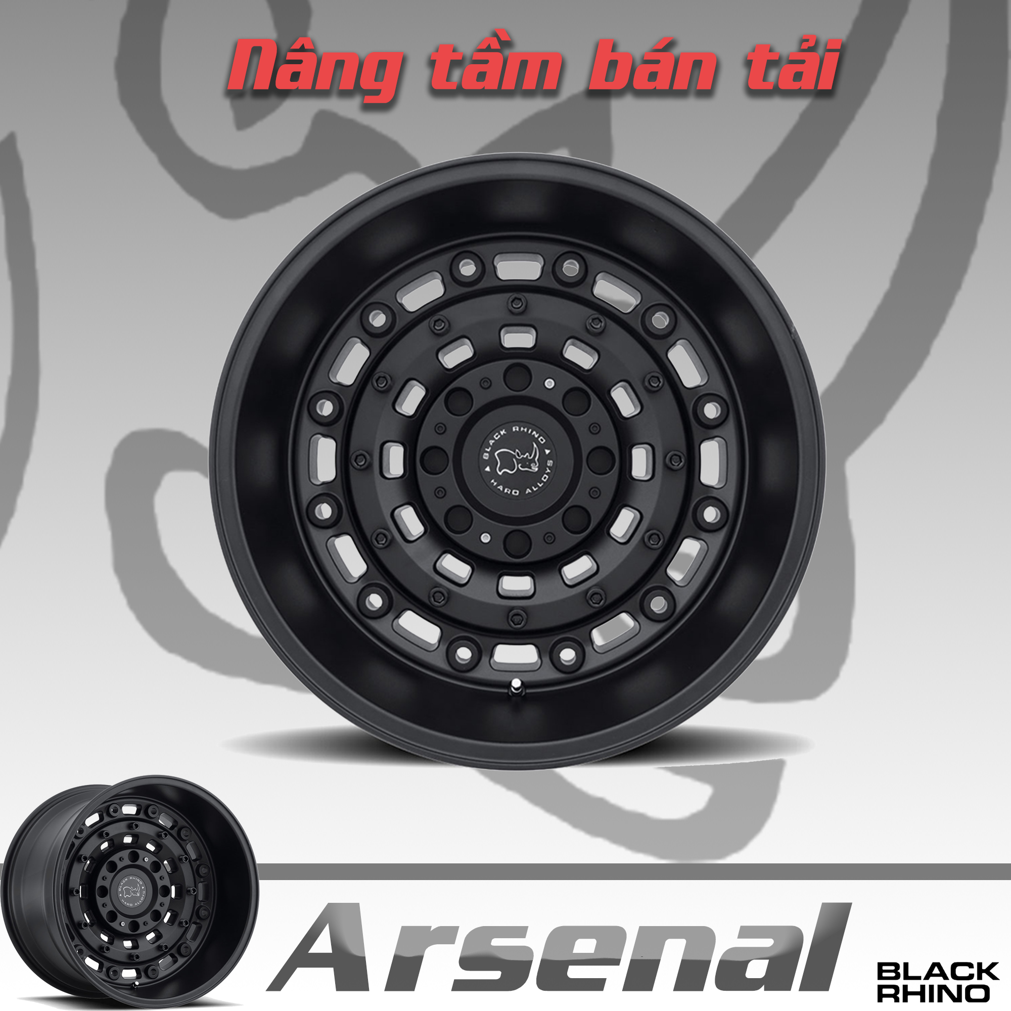 Mâm Black Rhino Arsenal 17 inch Đen Mờ Cho Xe Jeep
