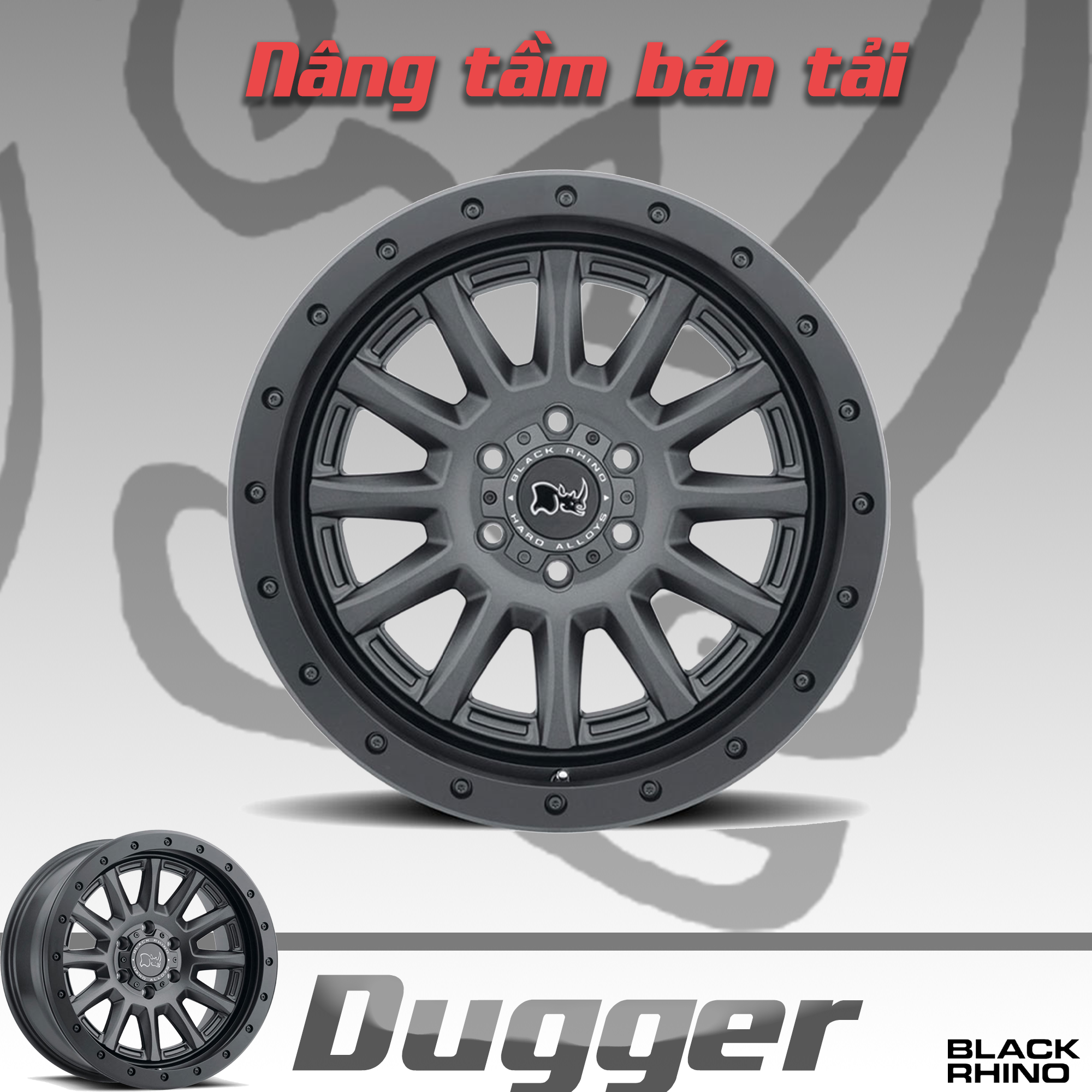 Mâm Black Rhino Dugger 17 inch Đen