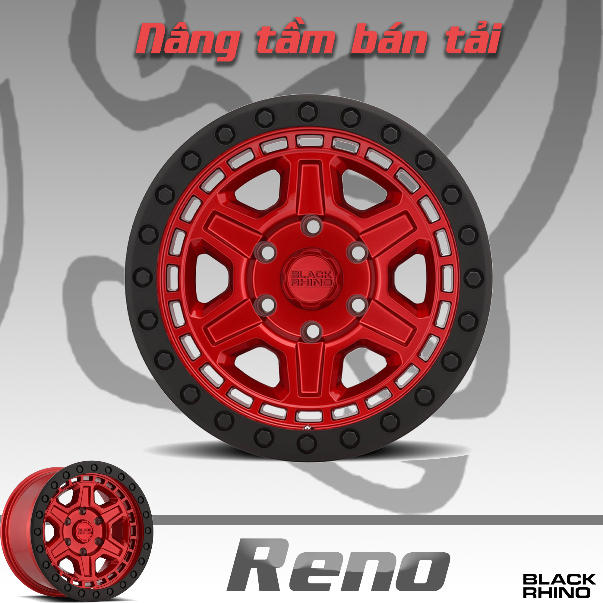 Mâm Black Rhino Reno 17 inch Đỏ Candy