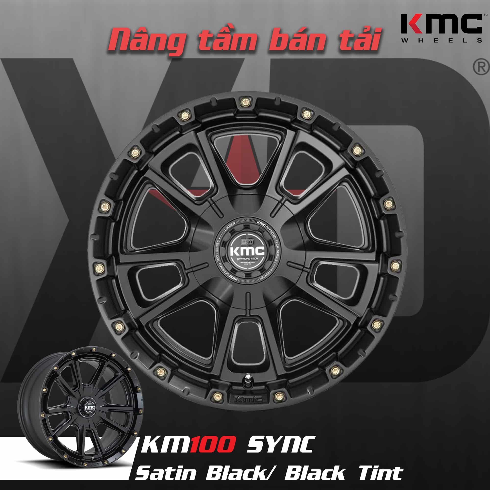 Mâm KMC KM100 Sync 17 inch Đen Satin