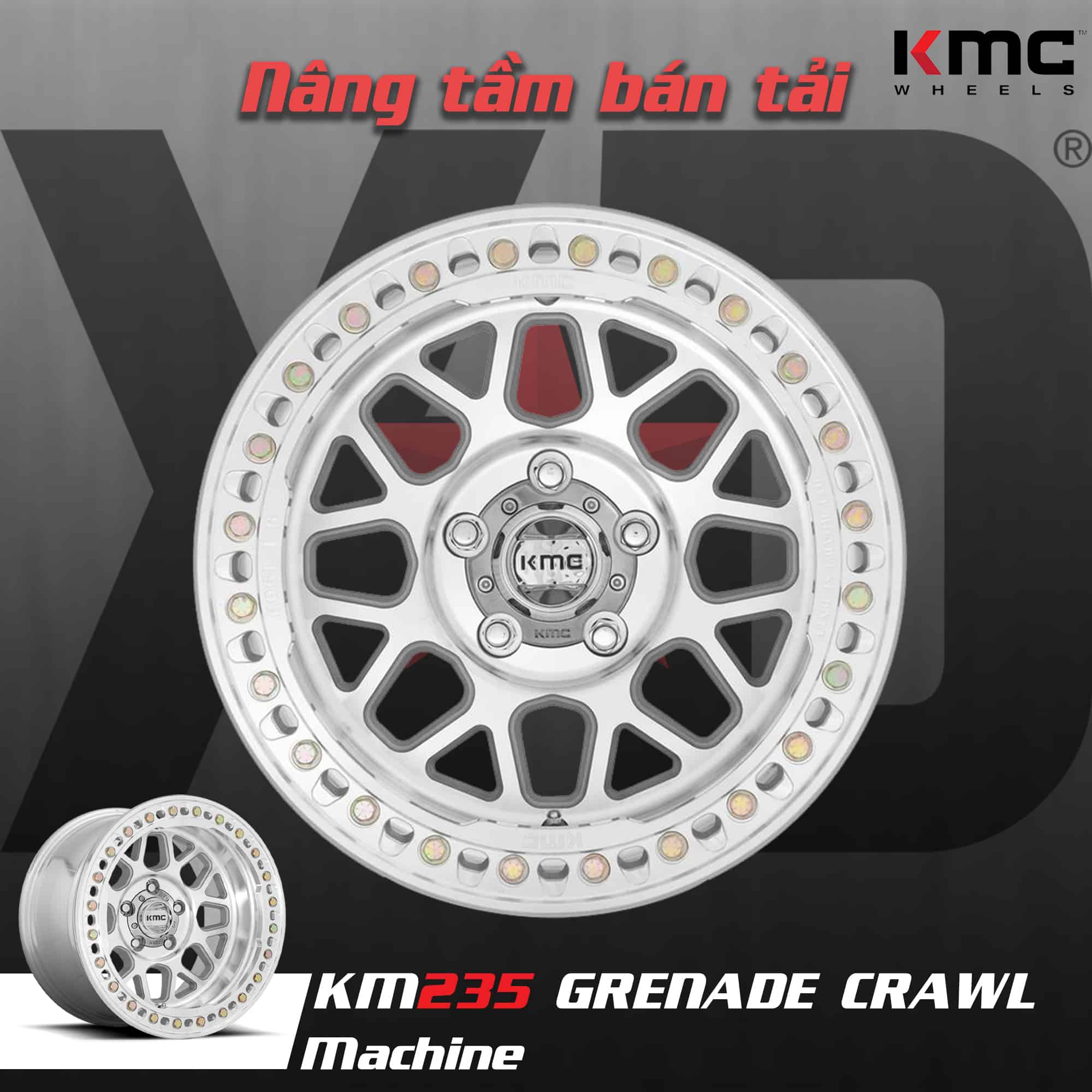 Mâm KMC KM235 Grenade Crawl Beadlock Machined