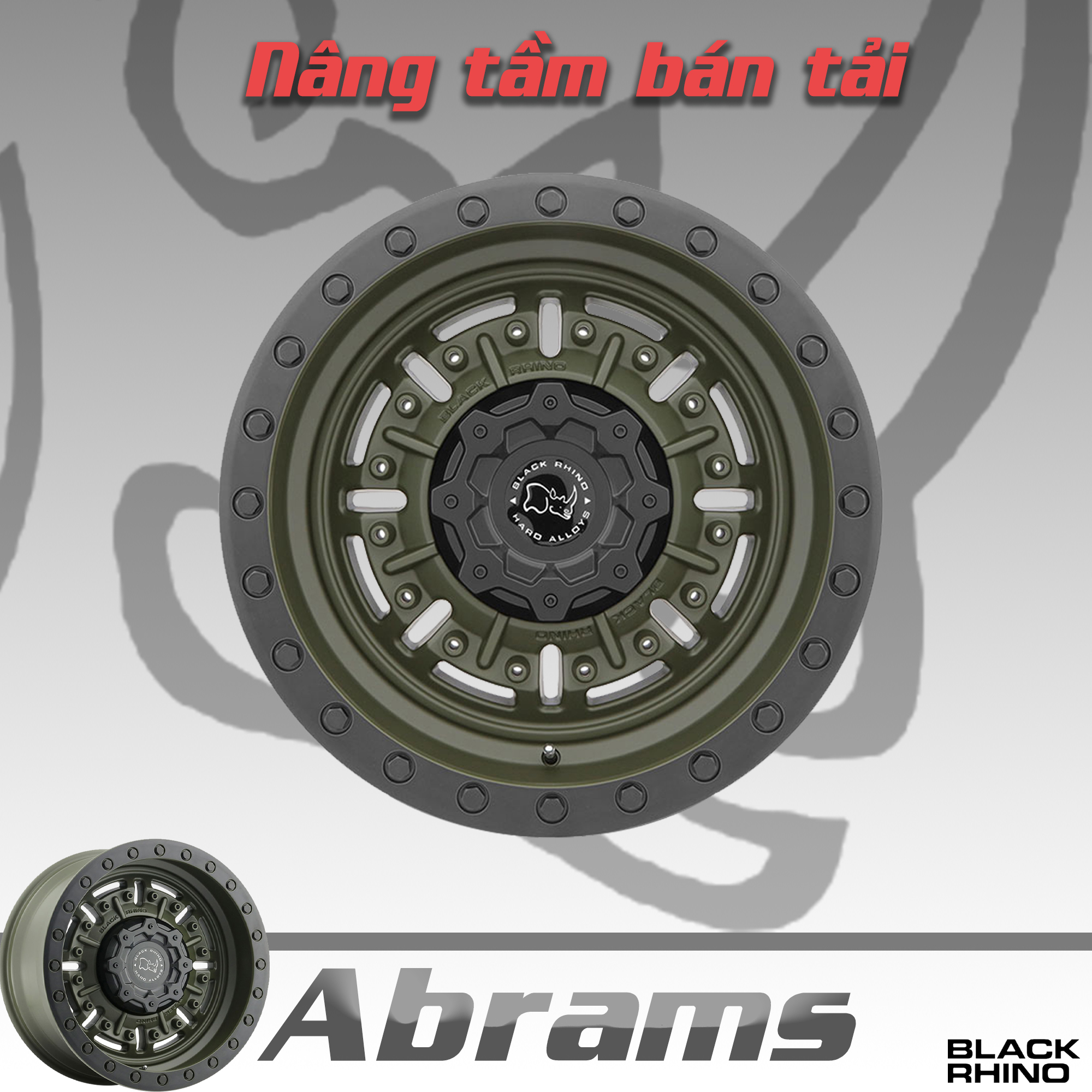 Mâm Black Rhino Abrams OD Green 17 inch Xanh Olive