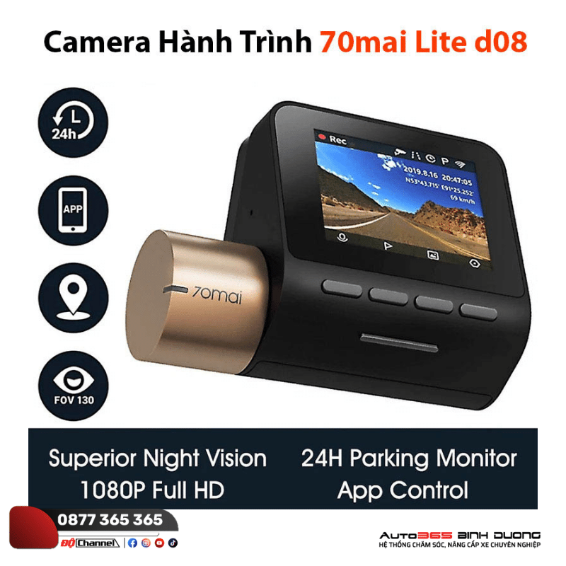 Camera Hành Trình 70Mai Lite D08 - Auto365 Bình Dương Camera hành trình 70Mai Lite D08