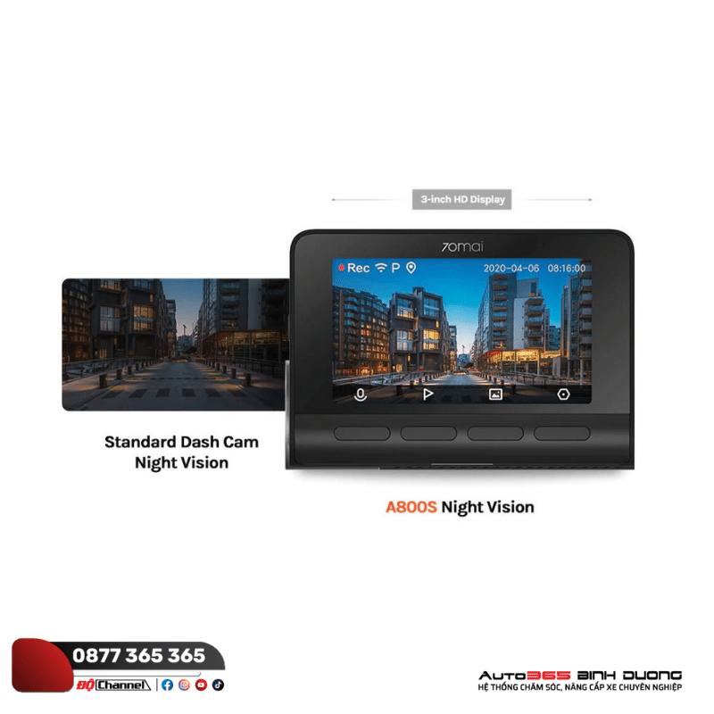 Camera Hành Trình 70Mai Lite D08 - Auto365 Bình Dương Góc quay siêu đỉnh 130 độ mượt mà.