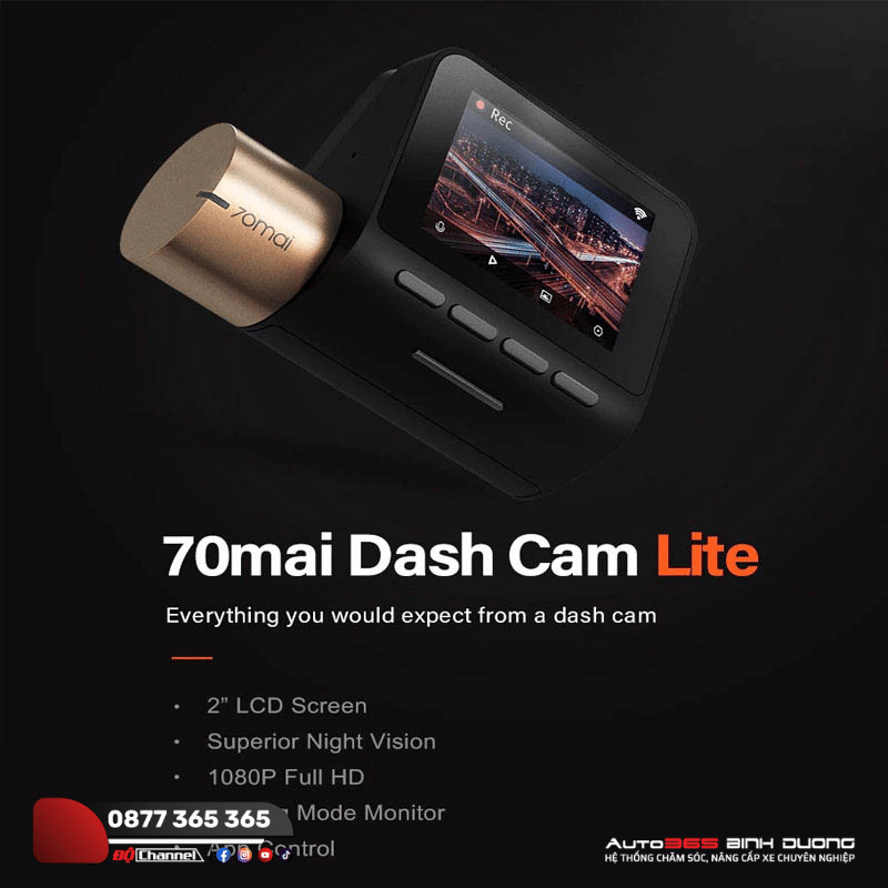 Camera Hành Trình 70Mai Lite D08 - Auto365 Bình Dương Những Thông số nổi bật của chiếc Camera 70Mai Lite D08