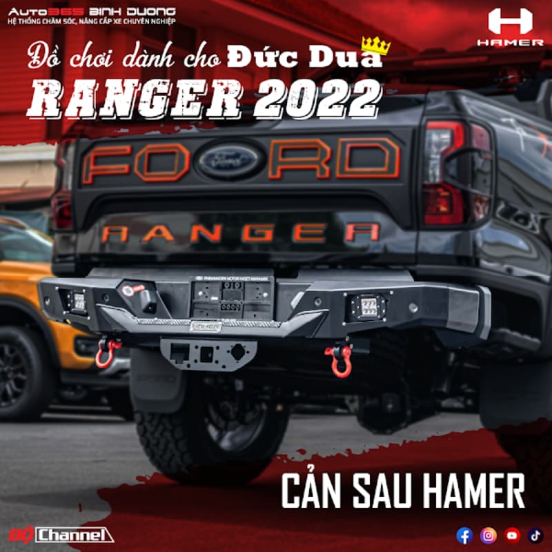 Độ Phụ Kiện Hamer Dành Cho Ranger 2023 Auto365 Bình Dương - Auto365 Bình Dương Cản Sau Hamer cho phần đuôi xe Ranger cá tính