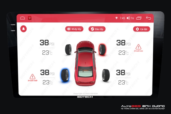 Màn Hình Gotech Gt 2K Pro 360 | Màn Hình Dvd Android Ô Tô - Auto365 Bình Dương Màn hình Gotech GT 2K Pro 360 tích hợp cảm biến áp suất lốp tiện lợi