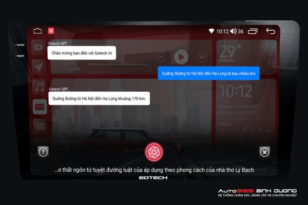 Màn Hình Gotech Gt 2K Pro 360 | Màn Hình Dvd Android Ô Tô - Auto365 Bình Dương Màn hình Gotech GT 2K Pro 360 ra lệnh giọng nói thông minh