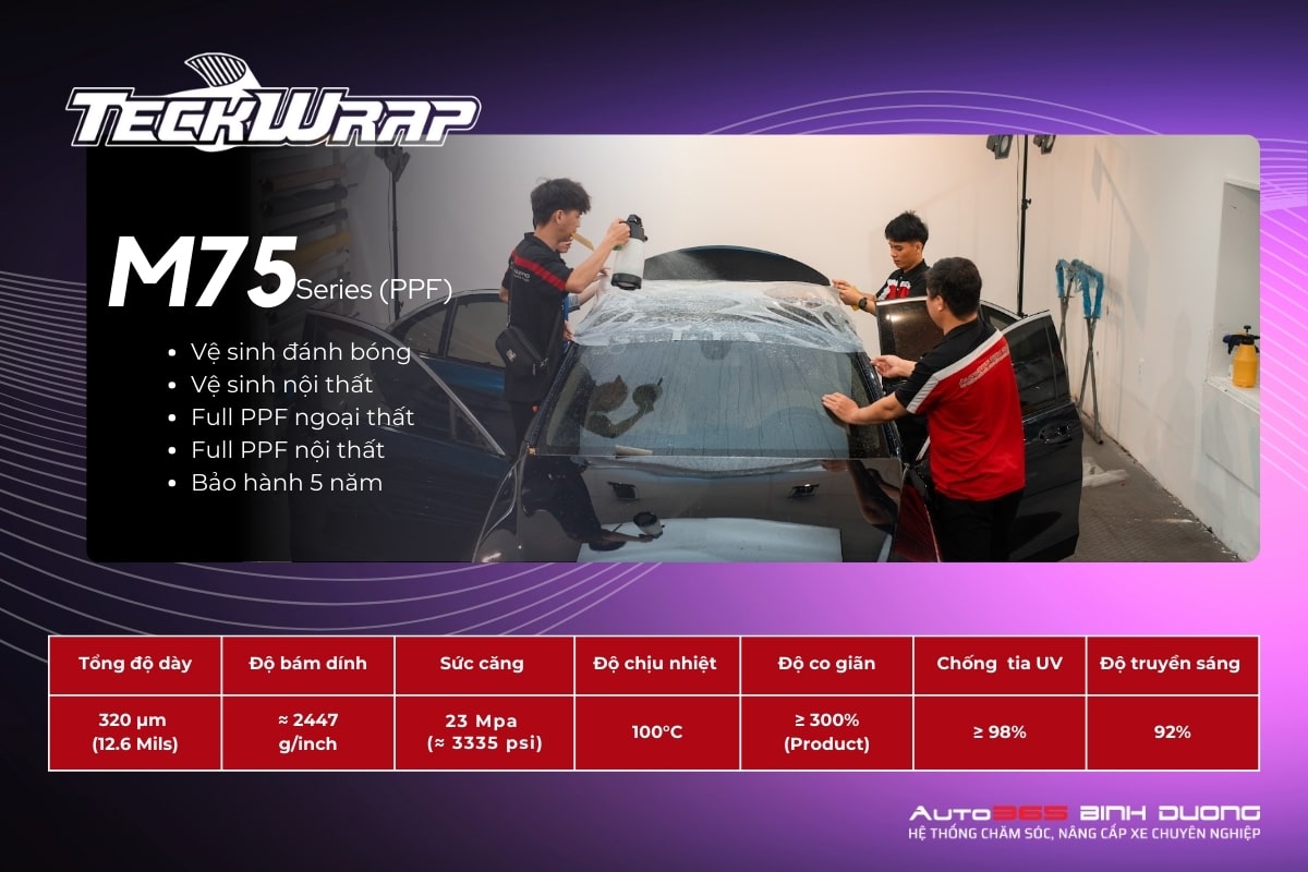 Bảng Giá Dán Ppf Ô Tô Ở Thuận An Mới Nhất Của Teckwrap - Auto365 Bình Dương Thông số kỹ thuật Gói PPF Teckwrap M75