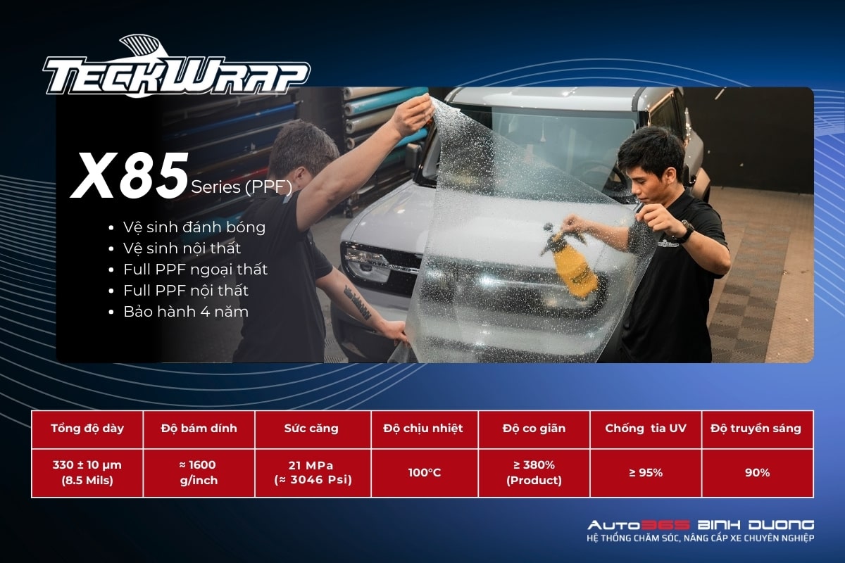 Bảng Giá Dán Ppf Ô Tô Ở Thuận An Mới Nhất Của Teckwrap - Auto365 Bình Dương Thông số kỹ thuật Gói PPF Teckwrap X85