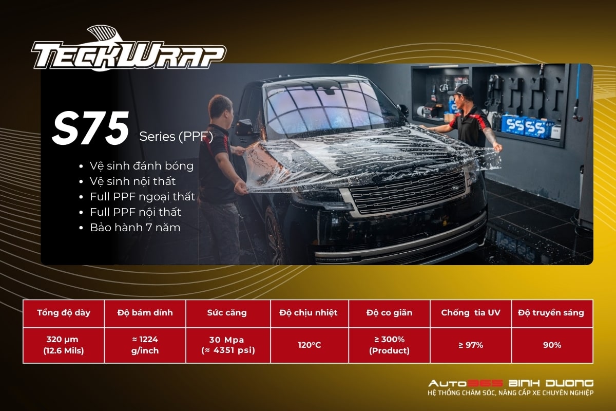 Bảng Giá Dán Ppf Ô Tô Ở Thuận An Mới Nhất Của Teckwrap - Auto365 Bình Dương Thông số kỹ thuật Gói PPF Teckwrap S75