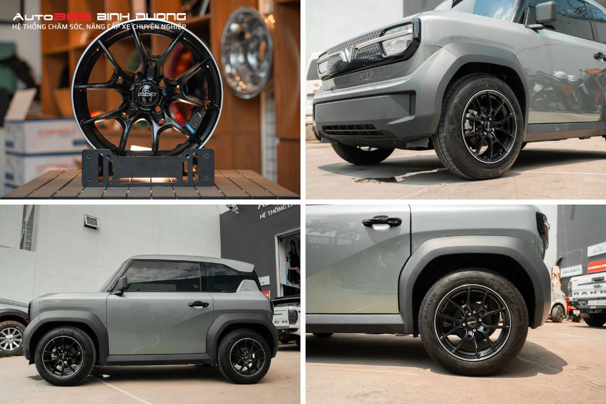 VF3 lên bộ Mâm RAYS đen với những đường nét thể thao mạnh mẽ