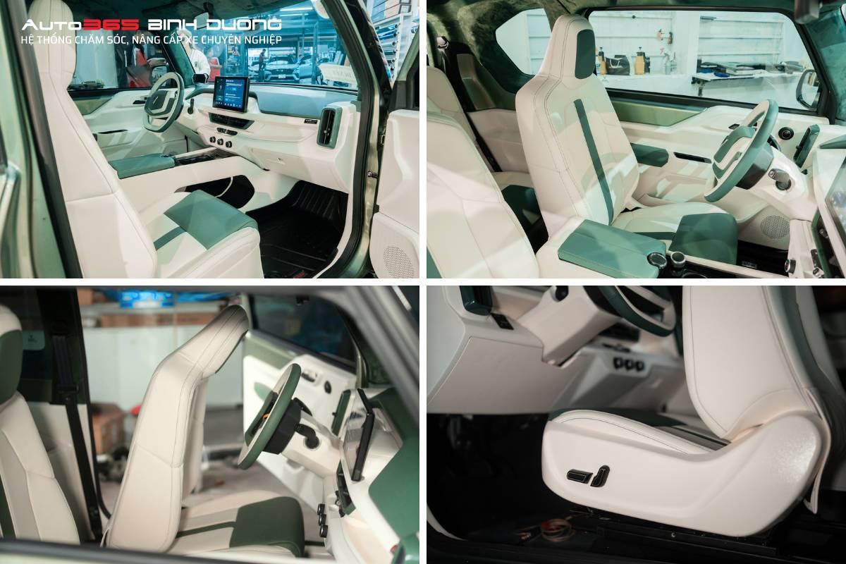 Nội thất VF3 trở nên sành điệu và cá tính hơn khi được bọc bộ ghế da cao cấp