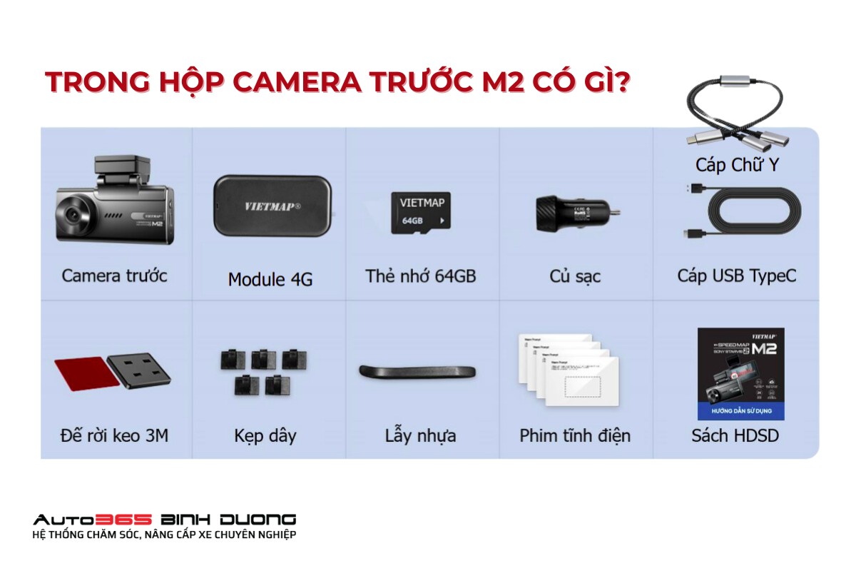 Vietmap Ra Mắt Speedmap M2 - Theo Dõi Hành Trình “Mọi Lúc Mọi Nơi” - Auto365 Bình Dương Phụ kiện và quà tặng kèm trong hộp camera trước Vietmap M2