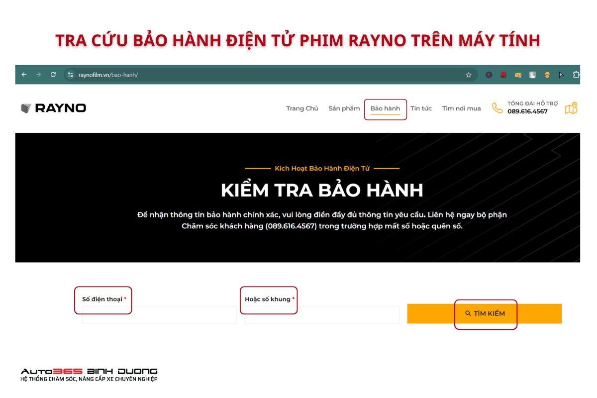 Báo Giá Top 5 Gói Phim Cách Nhiệt Rayno Hot Nhất - Auto365 Bình Dương Hướng dẫn tra cứu bảo hành điện tử phim cách nhiệt Rayno trên máy tính