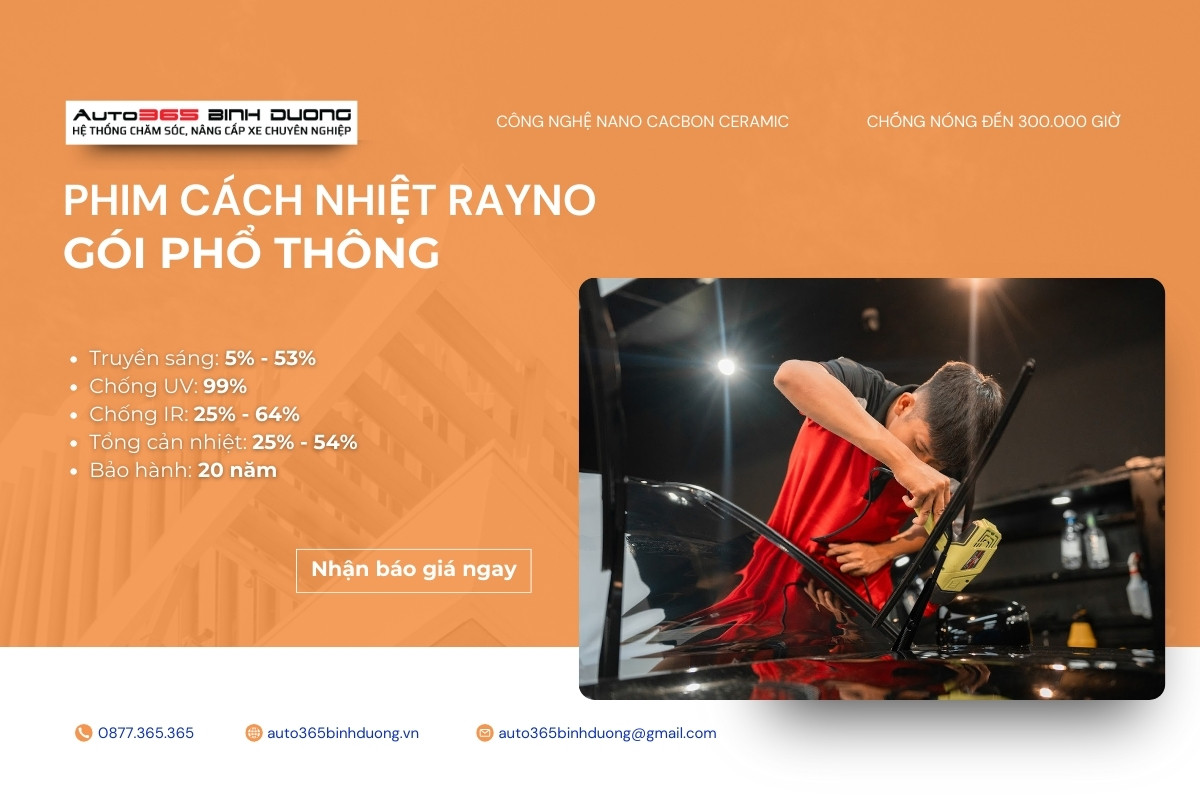 Báo Giá Top 5 Gói Phim Cách Nhiệt Rayno Hot Nhất - Auto365 Bình Dương Thông số gói phim cách nhiệt Rayno Phổ thông
