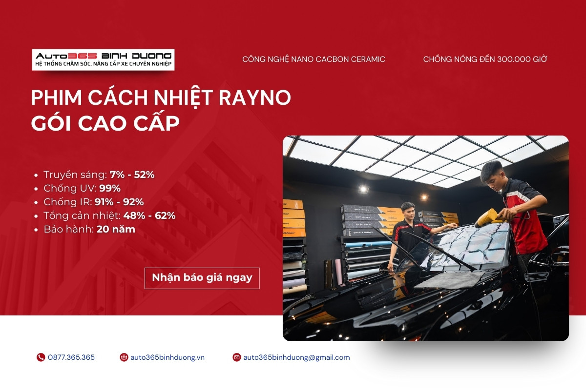 Báo Giá Top 5 Gói Phim Cách Nhiệt Rayno Hot Nhất - Auto365 Bình Dương Thông số kỹ thuật phim cách nhiệt Rayno Gói Cao cấp.