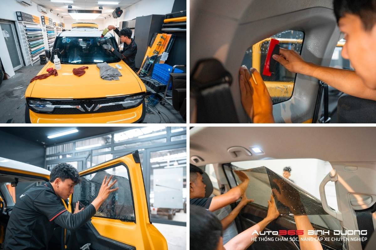 Bảng Giá Dán Phim Cách Nhiệt Vinfast Vf3 Mới Nhất - Auto365 Bình Dương Thi công dán phim chống nóng cho VinFast VF3 tại Auto365 Bình Dương