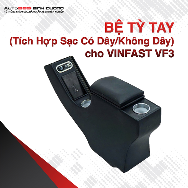 Bệ Tỳ Tay Vinfast VF3 - Yên Ngựa VF3 Tích Hợp Sạc Có Dây Và Không Dây