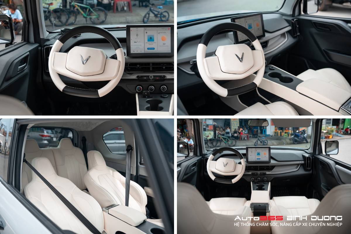Tổng Hợp 99+ Mẫu Thiết Kế Bọc Da Nội Thất Vf3 Đẹp Hot 2025 - Auto365 Bình Dương Bọc da nội thất VF3 Bình Dương với màu đen - trắng ngà vừa cá tính, vừa thanh lịch