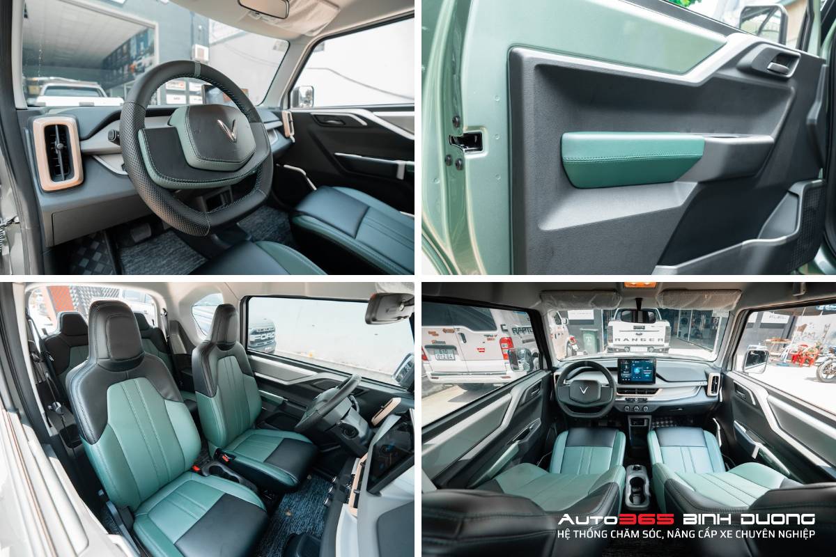 Tổng Hợp 99+ Mẫu Thiết Kế Bọc Da Nội Thất Vf3 Đẹp Hot 2025 - Auto365 Bình Dương Bọc da nội thất VF3 màu xanh - đen mạnh mẽ, ấn tượng