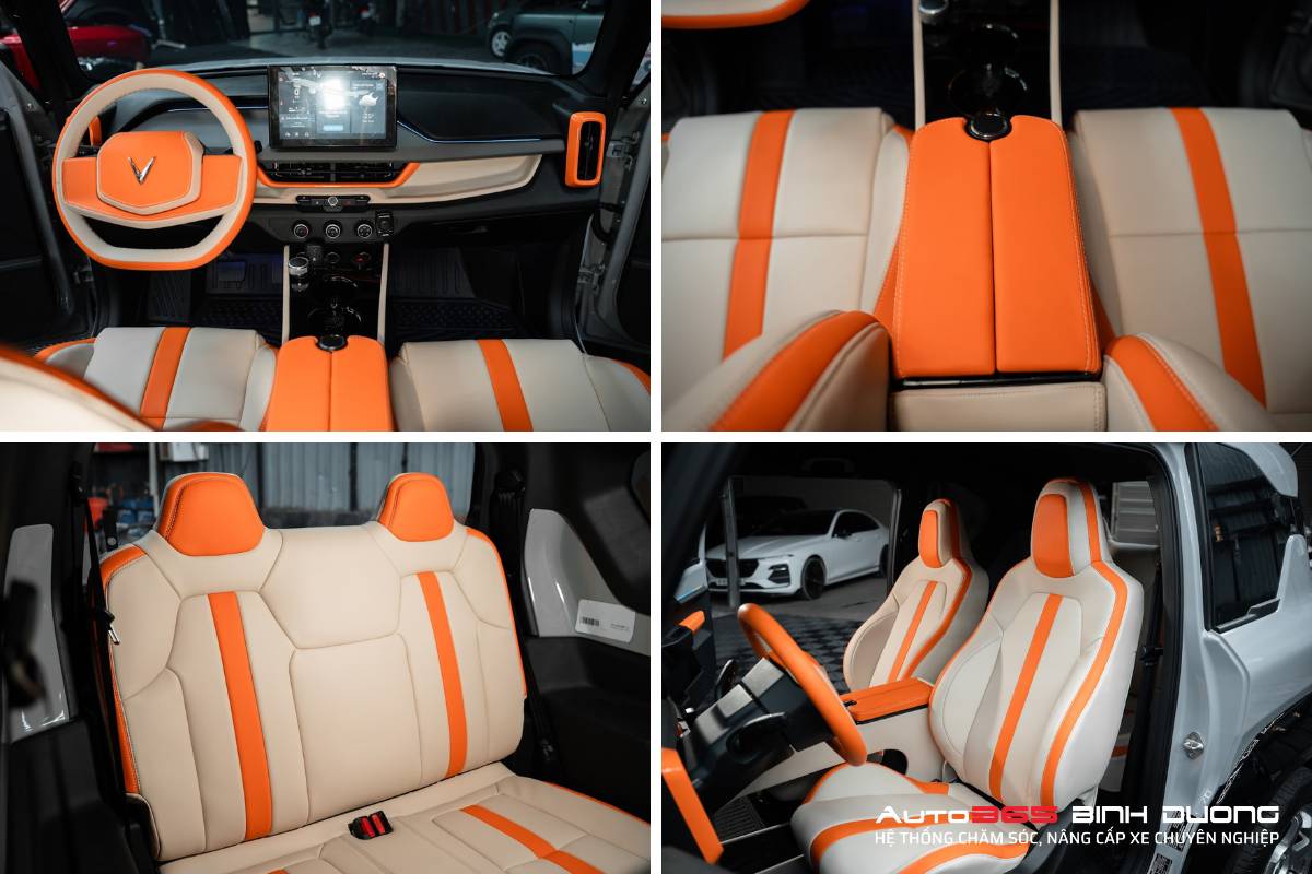 Tổng Hợp 99+ Mẫu Thiết Kế Bọc Da Nội Thất Vf3 Đẹp Hot 2025 - Auto365 Bình Dương Mẫu ghế da VF3 cam trắng vừa sang trọng vừa nổi bật