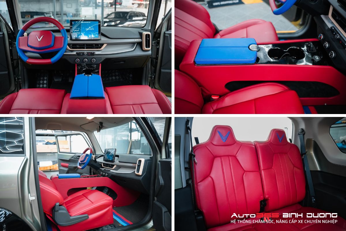 Tổng Hợp 99+ Mẫu Thiết Kế Bọc Da Nội Thất Vf3 Đẹp Hot 2025 - Auto365 Bình Dương Thiết kế nội thất VF3 Spider Man màu xanh - đỏ táo bạo, độc đáo