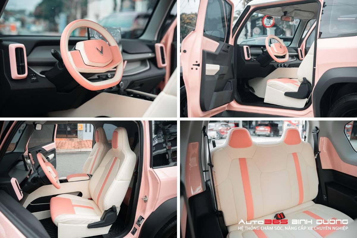 Tổng Hợp 99+ Mẫu Thiết Kế Bọc Da Nội Thất Vf3 Đẹp Hot 2025 - Auto365 Bình Dương Đổi màu nội thất cho Vinfast Vf3 với màu hồng phấn sang chảnh