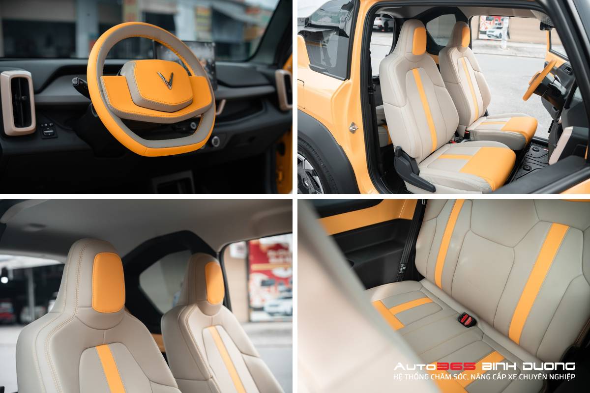 Tổng Hợp 99+ Mẫu Thiết Kế Bọc Da Nội Thất Vf3 Đẹp Hot 2025 - Auto365 Bình Dương Mẫu bọc da nội thất Vinfast VF3 tại Bình Dương với màu vàng sang trọng