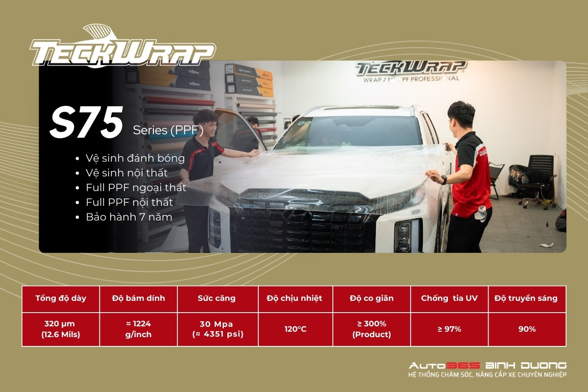 Bảng Giá Dán Ppf Ô Tô Bàu Bàng Trọn Gói Mới Nhất - Auto365 Bình Dương Thông số kỹ thuật Gói PPF TeckWrap S75