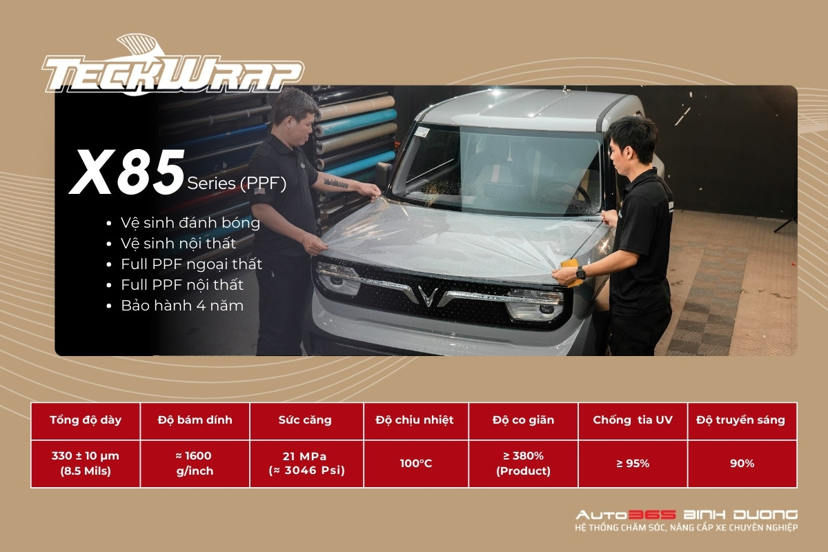 Bảng Giá Dán Ppf Ô Tô Bàu Bàng Trọn Gói Mới Nhất - Auto365 Bình Dương Thông số kỹ thuật Gói PPF TeckWrap X85