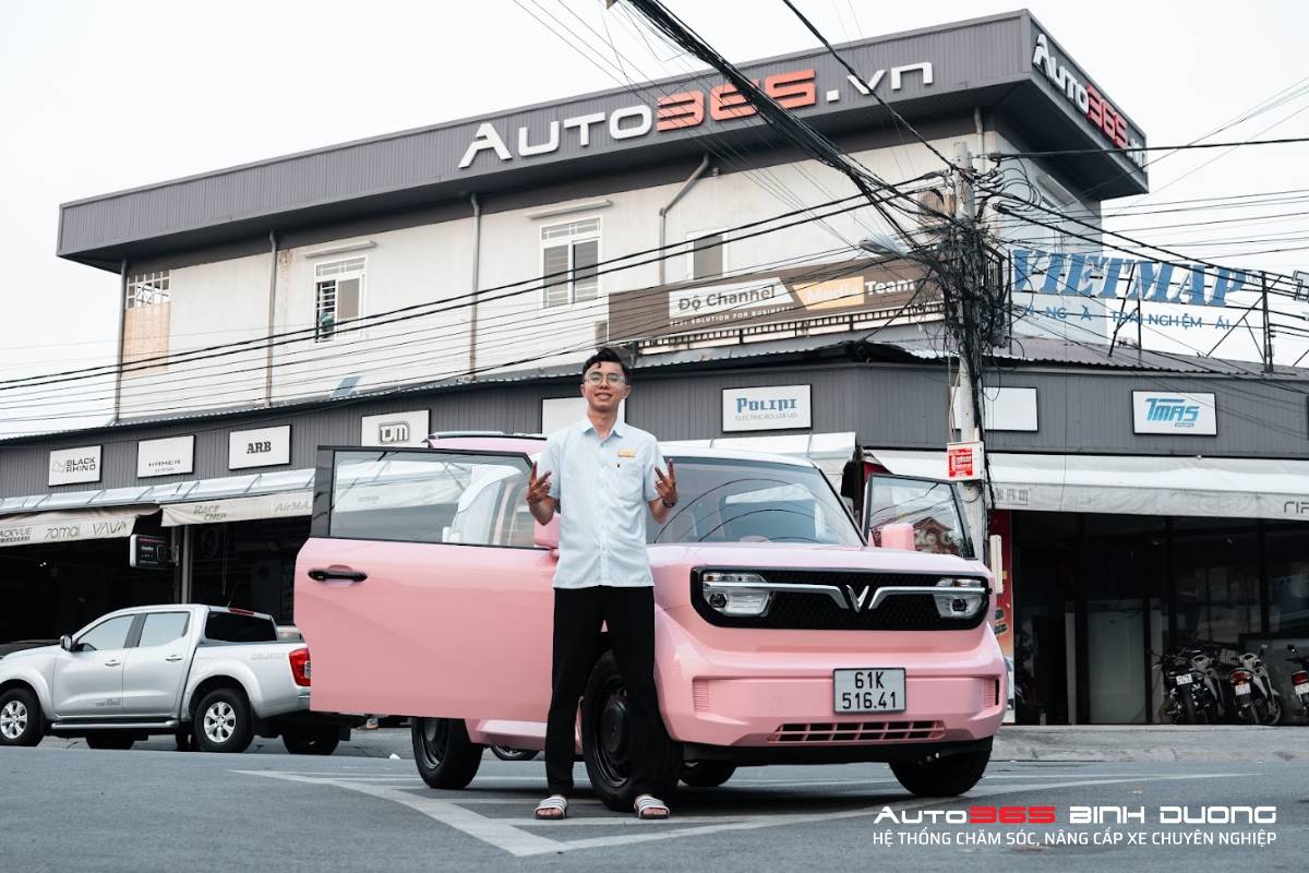 Độ Vf3 Full Hồng Hạc Cho Chị Khách Sành Điệu Ở Bình Dương - Auto365 Bình Dương Độ VF3 tại Auto365 Bình Dương uy tín, an toàn, giá tốt