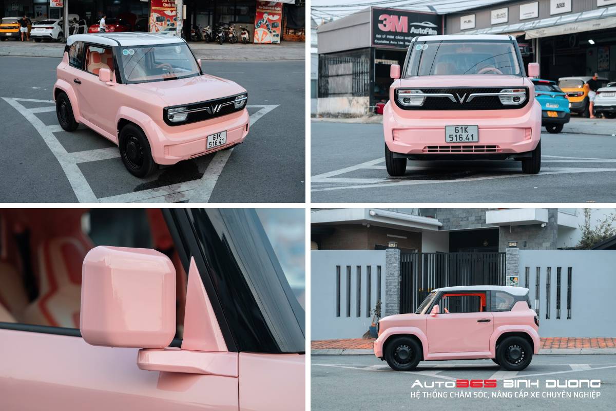 Độ Vf3 Full Hồng Hạc Cho Chị Khách Sành Điệu Ở Bình Dương - Auto365 Bình Dương Bản độ VF3 Full Hồng hạc được chị khách rất ưng ý