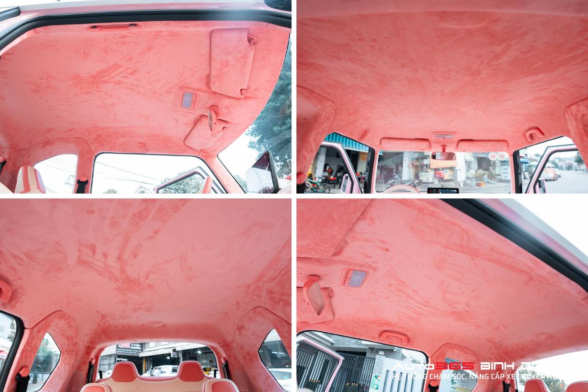 Độ Vf3 Full Hồng Hạc Cho Chị Khách Sành Điệu Ở Bình Dương - Auto365 Bình Dương Độ VF3 full hồng với trần bọc da cao cấp