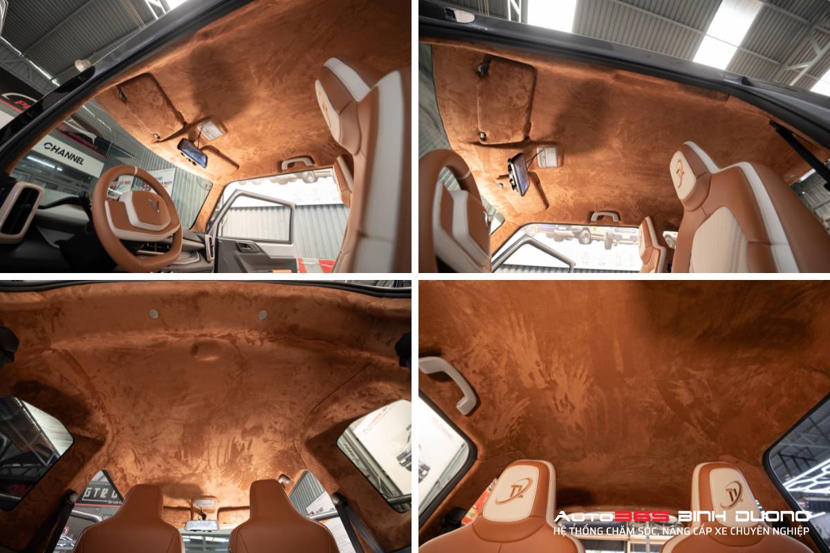 Anh Khách Độ Đổi Màu Nội Thất Vf3 Nâu Kem Tặng &Quot;Chị Nhà&Quot; - Auto365 Bình Dương Bọc trần da lộn màu nâu cho xe điện Vinfast VF3