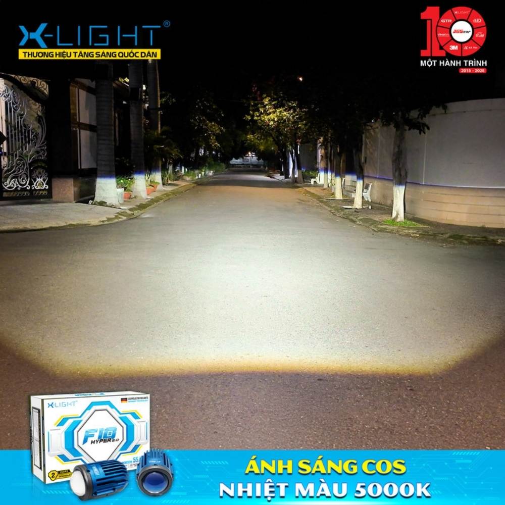 Bi Gầm X-Light F10 Hyper 2.0 - Auto365 Bình Dương Test thực tế Ánh sáng Cos Đèn Bi Gầm X-Light F10 Hyper 2.0