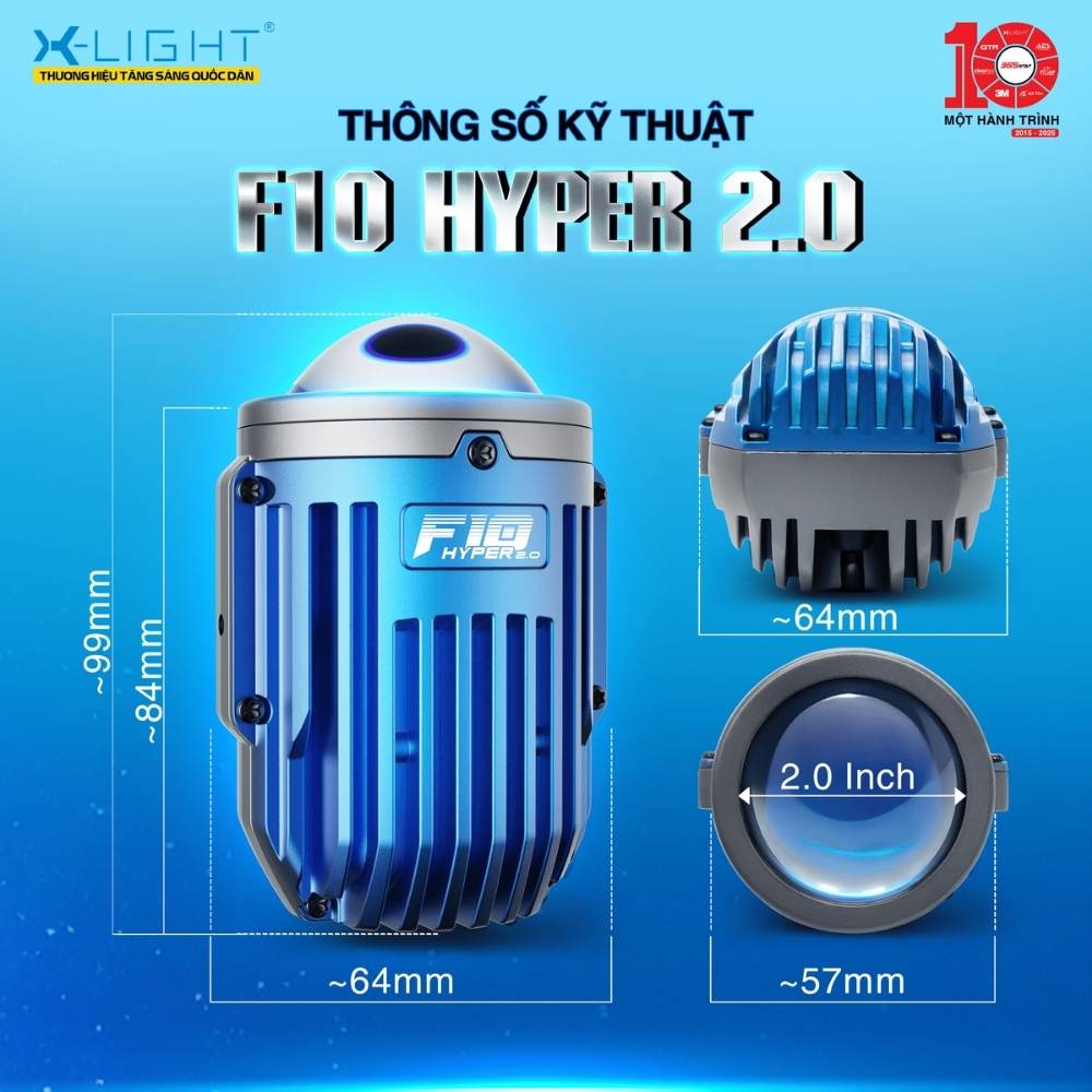 Bi Gầm X-Light F10 Hyper 2.0 - Auto365 Bình Dương Kích thước Bi Gầm X-Light F10 Hyper 2.0 cực kỳ nhỏ gọn, thích hợp cho nhiều dòng xe