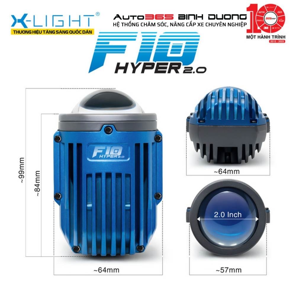 Bi Gầm X-Light F10 Hyper 2.0 - Auto365 Bình Dương Kích thước Đèn Bi Gầm X-Light F10 Hyper 2.0