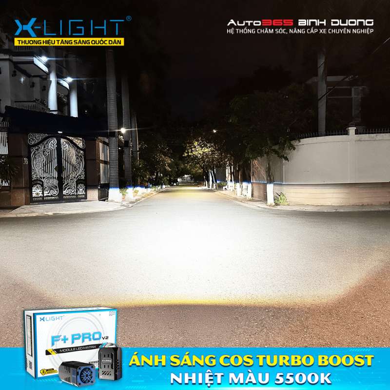 Đèn Bi Led X-Light F+ Pro V2 - Thế Hệ Thứ 2 - Auto365 Bình Dương Hình ảnh test ánh sáng thực tế Cos đèn bi LED X-Light F+ Pro V2