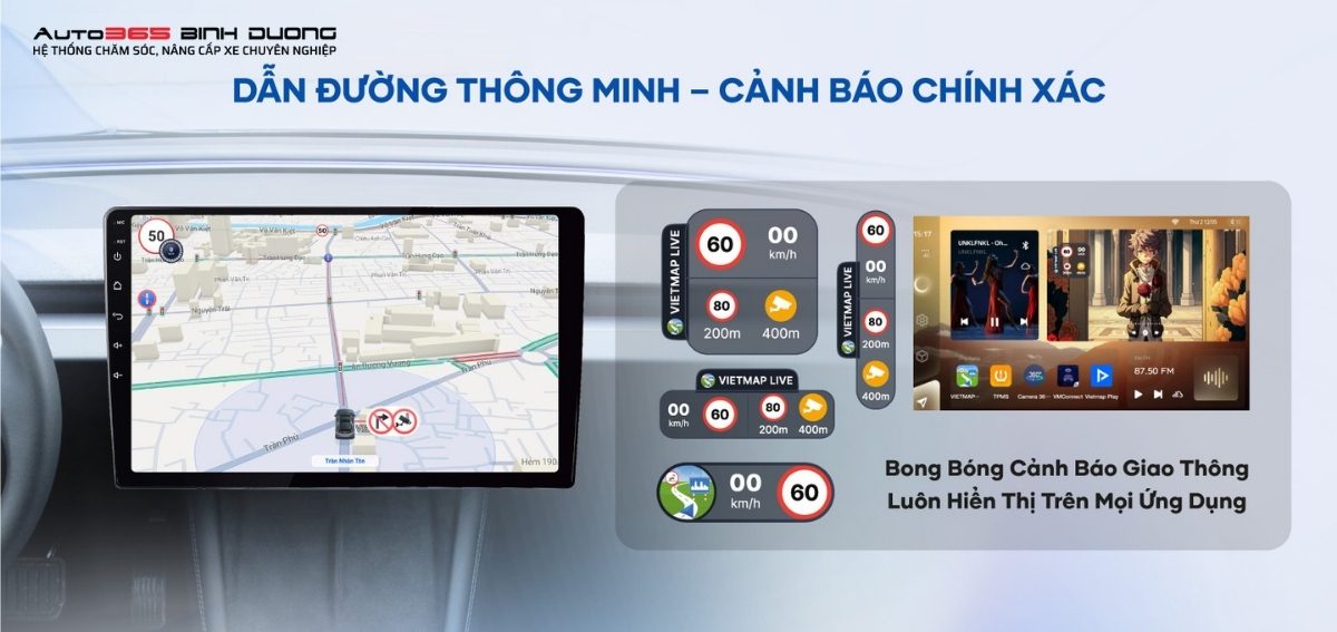 Màn Hình Android Teyes Cc3L 360 | Màn Hình Ô Tô Thông Minh - Auto365 Bình Dương Tích hợp Vietmap Live cảnh báo giúp lái xe an toàn