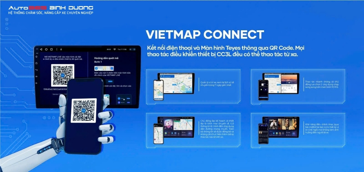 Màn Hình Android Teyes Cc3L Lite | Màn Ô Tô Thông Minh - Auto365 Bình Dương Quản lý màn hình Android ô tô thông minh TEYES CC3L LITE từ xa dễ dàng qua ứng dụng VIETMAP Connect trên điện thoại