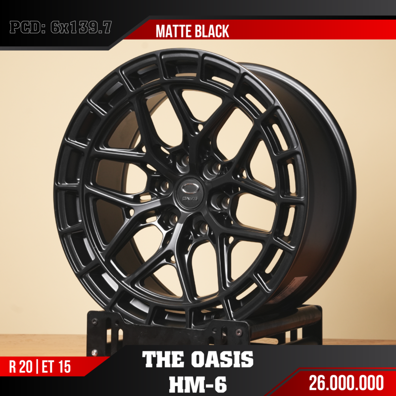 Mâm Oasis HM-6 Matte Black 20 Inch ET15