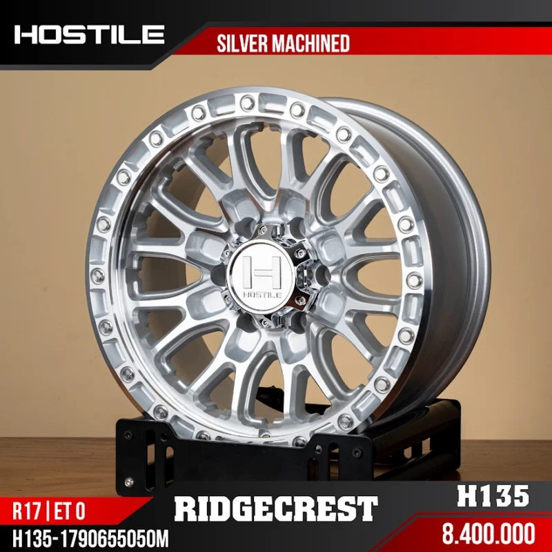 Mâm Hostile H135 Ridgecrest Silver Machined - Auto365 Bình Dương Mâm Hostile H135 Ridgecrest Silver Machined