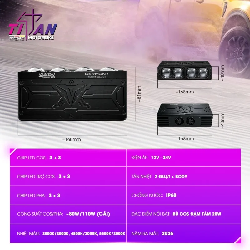 Đèn Trợ Sáng Titan M40 Ultra V2 | Auto365 Bình Dương - Auto365 Bình Dương den tro sang titan m40 ultra v2 4
