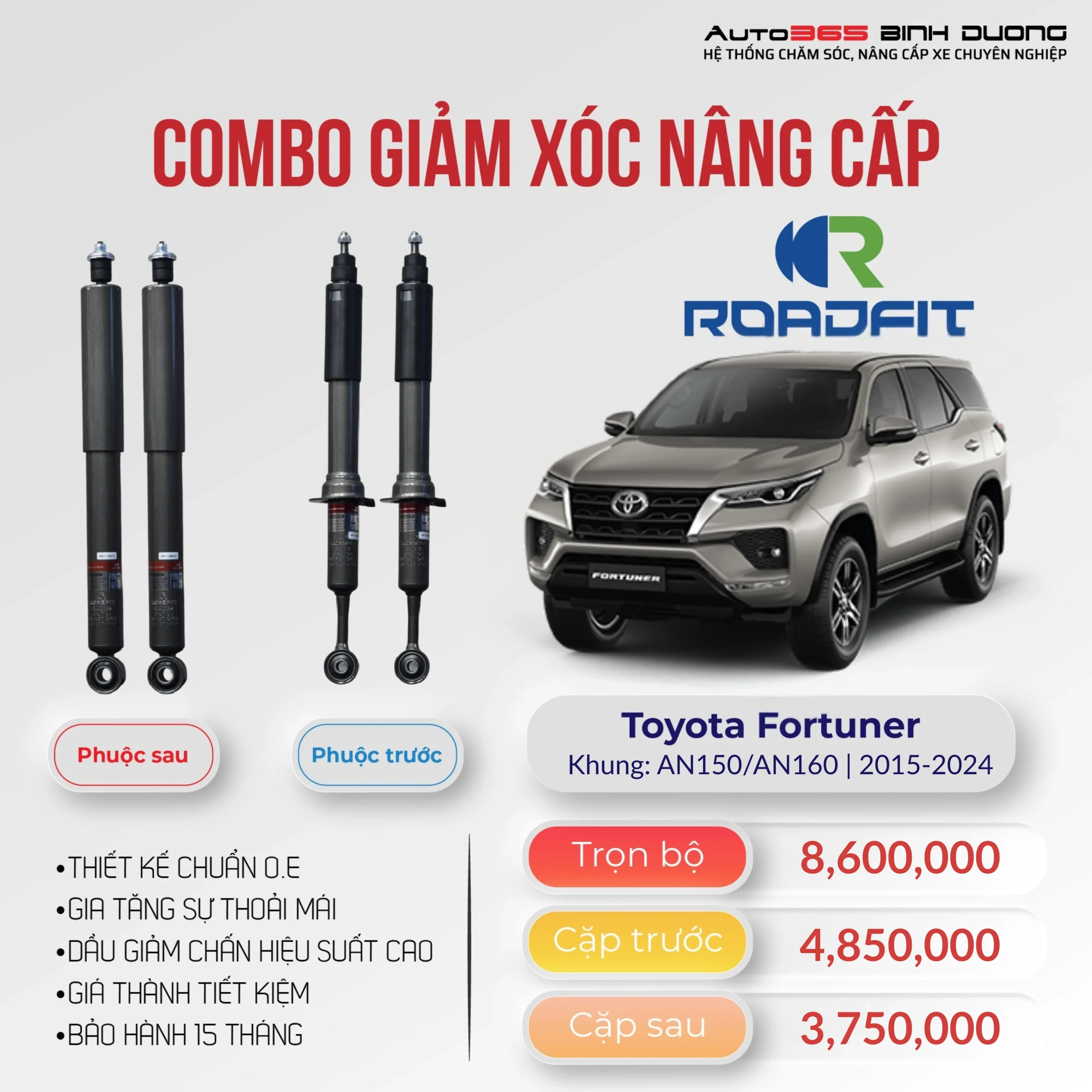 Phuộc Roadfit cho Toyota Fortuner (2015-2022)