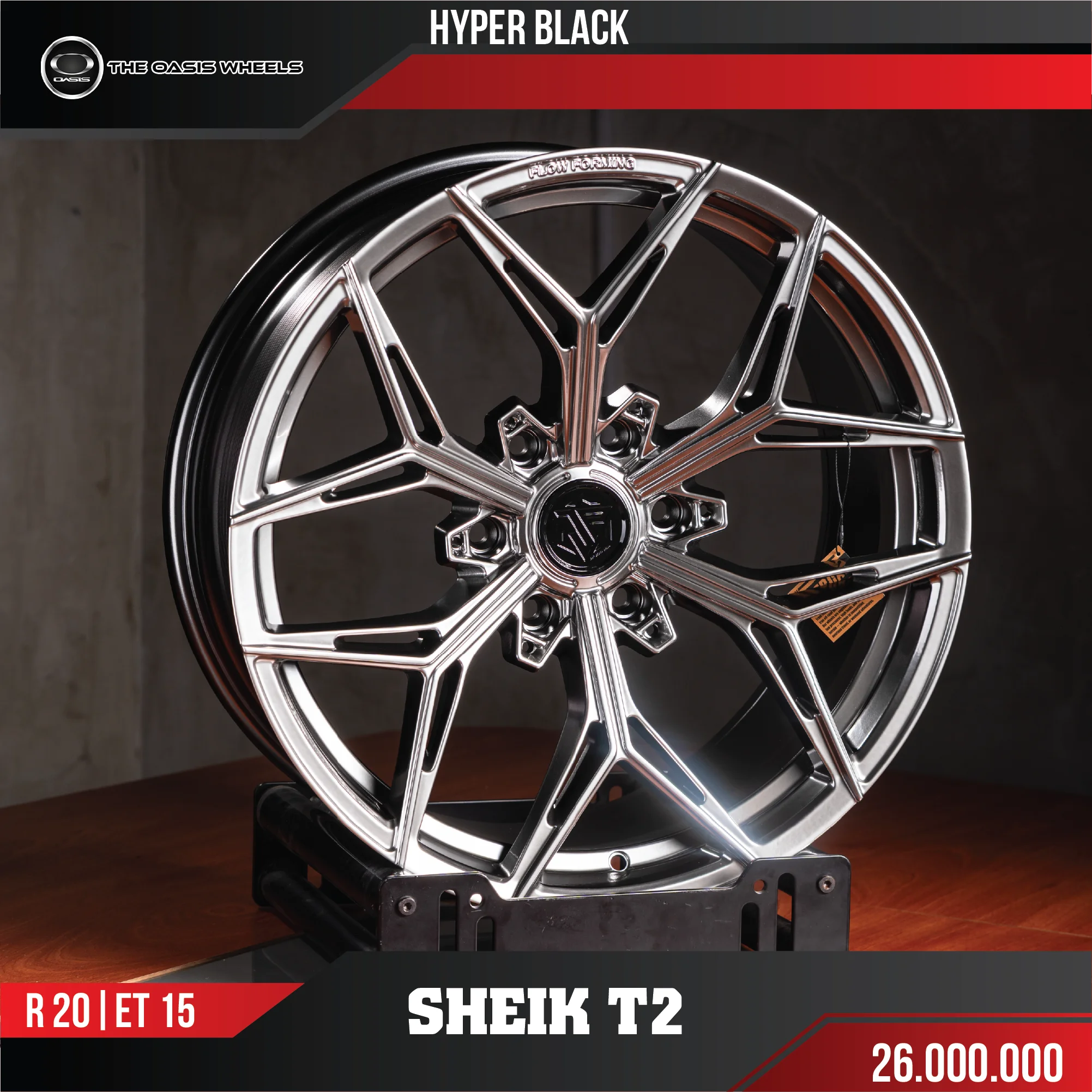 Mâm Oasis 20inch ET15 SHEIK T2 HYPER BLACK