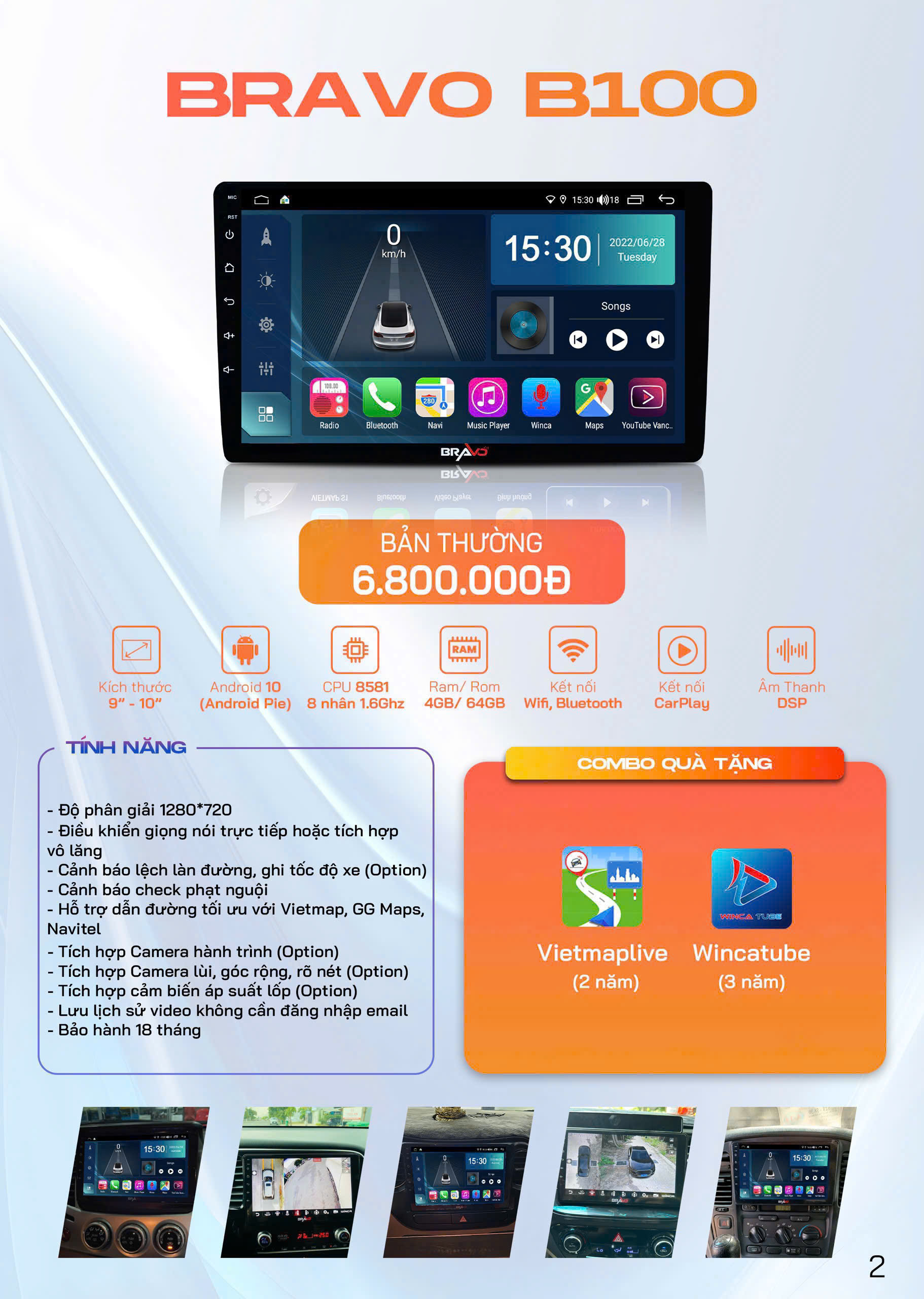 Màn Hình Android Bravo B100 - Auto365 Bình Dương Màn Hình Android Bravo B100
